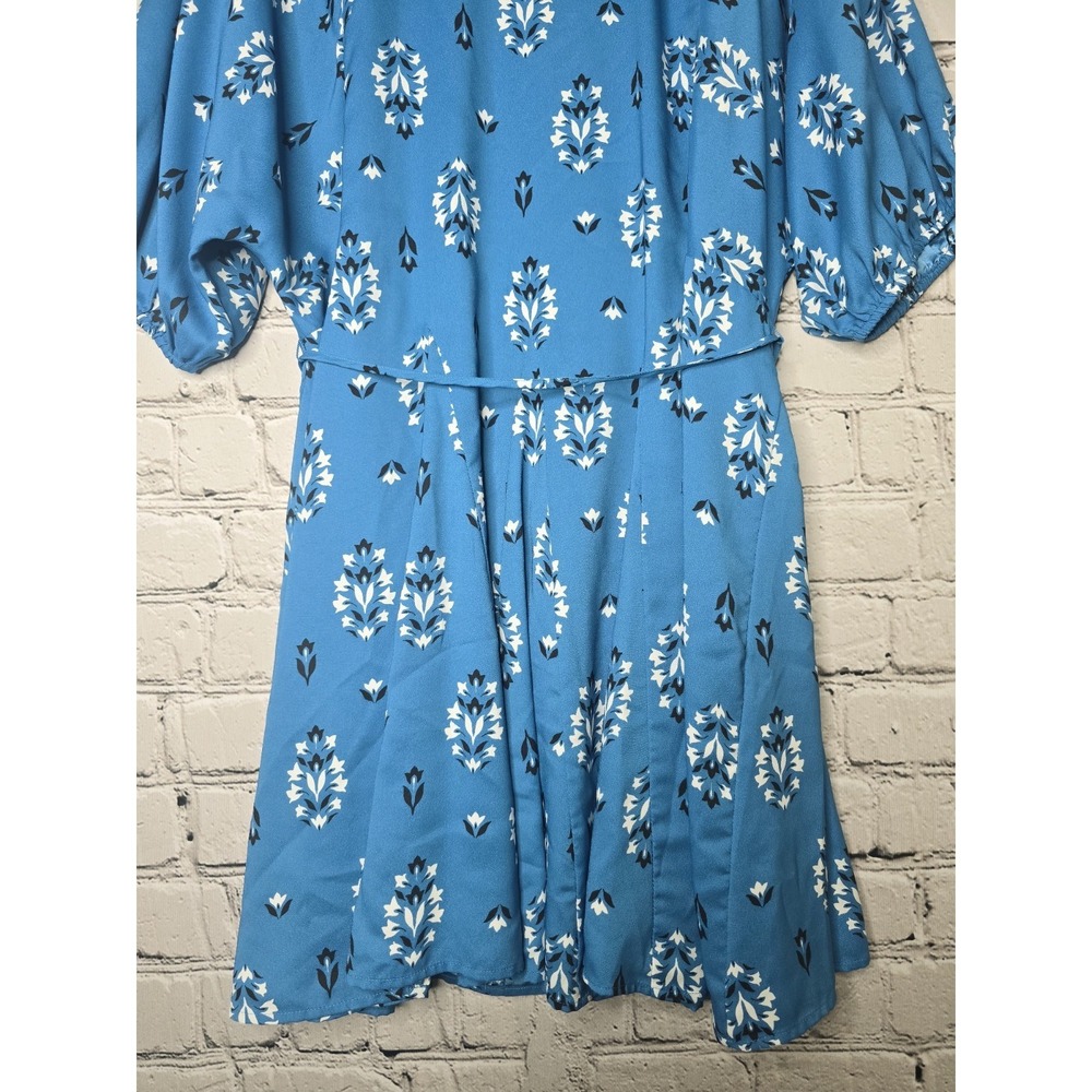 Ann Taylor Floral Summer Half Sleeve Shift Dress Size Large Petite Blue Vacation - Picture 3 of 11